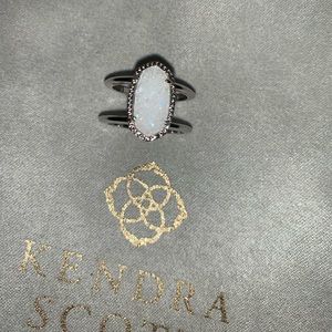Kendra Scott silver ring iridescent drusy size 8